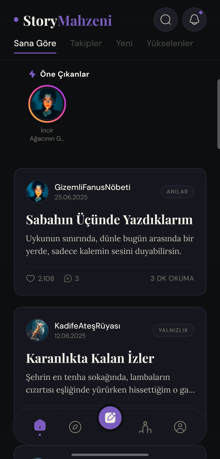 Keşfet akışı ekranı