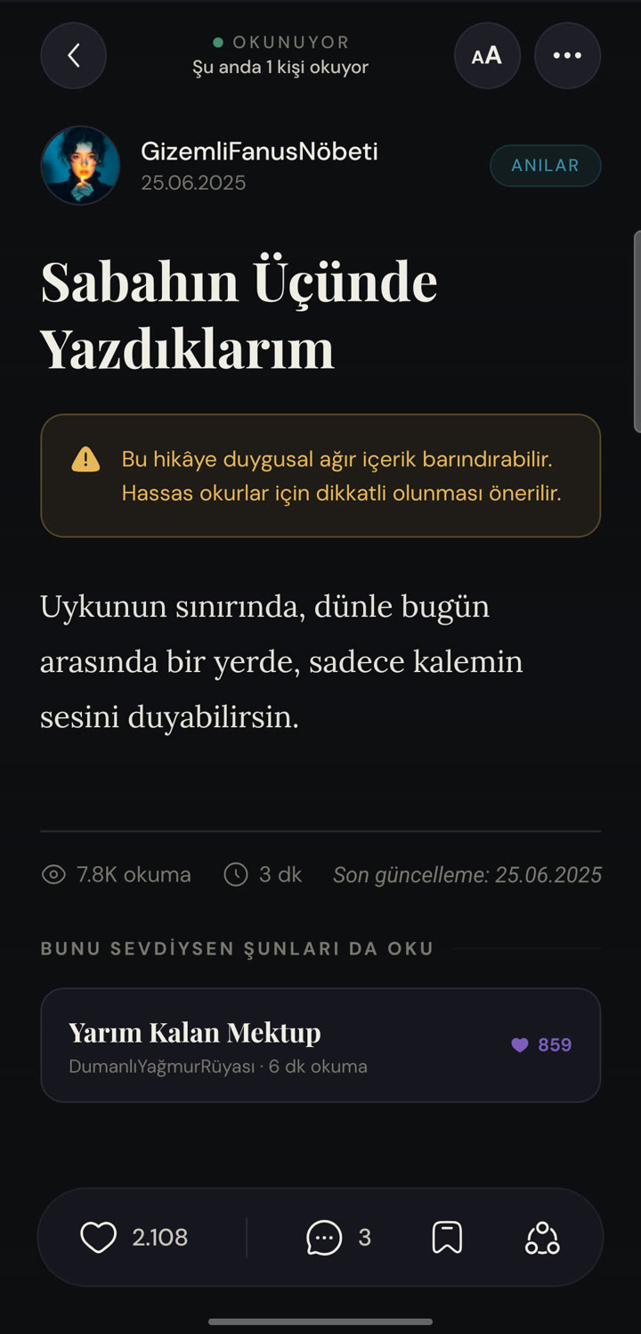Hikâye okuma ekranı